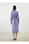 Lcw Vision Navy Blue Striped Poplin Women's Shirt Dress - 4