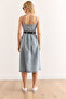 Women's Blue Strap Belted Midi Flared Denim Dress Elb-19002407 - 6