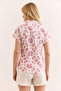 Women's Motif Fuchsia Flared Linen Bat Shirt Gml-19001317 - 2