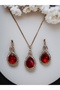 Crystal Stone Water Drop Necklace and Earring Set - 2