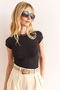 Women's Black Collar Stone Detailed Soft Textured T-Shirt Tsh-19000904 - 6