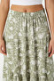 Women's Caty Elastic Waist Khaki Cream Long Skirt - 3