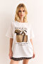 Women's White Doguie Printed 2 Thread Relaxed Fit T-Shirt Tsh-19000903 - 4