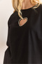 Women's Black Stone Detailed Heart Low-Cut Cotton T-Shirt Tsh-19000900 - 5