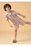 Boys Cotton Beige Wave Print Shirt and Shorts Set - Summer Relaxed Fit - 4