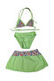Glowzia Green Girl's Skirt Bikini Set
