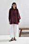 Front Tie Draped Voile Burgundy Shirt - 5