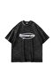 Reverse Printed Oversize Unisex Washed Black Tshirt