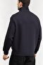Navy Blue Men's Sweatshirt - Stand Collar and Zipper Closure, Logo 6D1Ma8 1Jhsz-0920 - 6