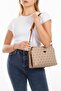 Women's Monogram Patterned Long Strap Cross Shoulder Bag – Beige - 3