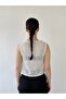 Front Lace-Up Vest Blouse Top Women White - 6