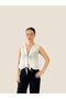 Front Lace-Up Vest Blouse Top Women White - 5