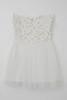 Baby Girl Dress Heart Patterned Tulle Ruffled 9 Months-3 Years, Ecru - 2