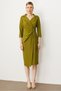 Modailgi Waist Pleated Detailed Three Quarter Sleeve Midi Dress Olive - 3