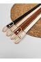 Set of 4 Thin Long Gold Buckle Women's Belt, Pantalon Belt, Jacket Belt, Shirt Belt
