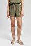 Sarina women's woven shorts khaki - 2