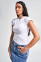 Women's White Color S5-2 Super Stretch Fabric 100% Cotton Crew Neck Basic Body - 5