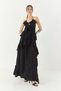 Women's Black Premium Halter Neckline Hellenistic Layered Strap Long Dress 242-6020 60283320 - 5