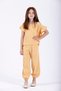 Mustard Colored Girl's Tracksuit Set with Ruffled Sides - 3