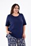 333931 Women's Linen Blouse with Side Slits Navy Blue