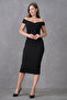 Women's Shoulder Open Design Midi Stylish Black Dress 13650 - 6