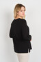 Women Beaded Embroidered Side Slits Crew Neck Mother Blouse 5722 Black - 4