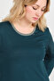 Women's Crew Neck Embellished Long Sleeve Blouse 4530 Emerald - 3