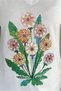 Women's White V-Neck Floral Sequin Sequin and Embroidery Embroidered 100% Cotton T-Shirt - 2