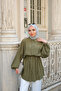Women's Tie-Up Silk Shirt Khaki Green - 2