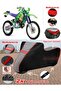 Kawasaki Kdx 200 Tarpaulin Topcase Compatible Motorcycle Tarpaulin (Grey-Black Red Stitched)