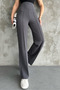 New Season Women's Lycra Elastic Waist Wide Leg Palazzo Anthracite Trousers - 6