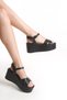 Greenhouse; Women's Black Open Toe and Back, 7.5 cm Wedge Sandals - 2