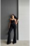 Black High Waist Stretch Fabric Flared Jeans (SIZE GUIDE IS IN THE IMAGE) - 4