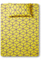 2-Piece Printed 180TC Fitted Bedsheet Set – Twin Size, Pure Cotton, Yellow/Purple