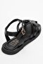 Andres Black Genuine Leather Women's Sandals - 5
