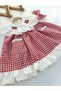 Baby Girl Red Gingham Dress with Strawberry Detail and Headband - 2