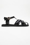 Andres Black Genuine Leather Women's Sandals - 6