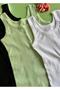 Linea, 2-Piece Green and White Color, Ribbed Thick Strap, Cotton Women's Undershirt - 3