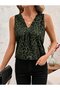 Women's Leopard, Bow, Floral Printed Tank Top - V-Neck Single Jersey Fabric - Summer Top - 3