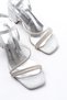 S-900 Silver Banded Stone Thick Transparent Heeled Women's Shoes - 4