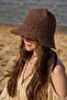Hand Knitted Straw Hat Bitter Brown - 4