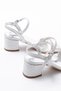 S-900 Silver Banded Stone Thick Transparent Heeled Women's Shoes - 5