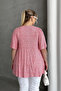 Plus Size V-Neck Short Sleeve Skirt with Exaggerated Print Blouse 98-5 - 7
