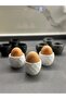 Set of 3 Modern Patterned Egg Cups White