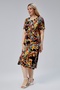 Short Sleeve Flare Orange Mixed Color Women Dress - 4