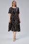 Short-Sleeved Loose Black Taupe Striped Women's Dress - 3