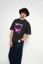 Fly on the Wall Printed Oversize Unisex Washable Black Tshirt - 7