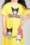 Girl's Yellow Kuromi Printed Combed Cotton Dress (100% Cotton) - 3