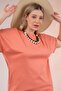 210105 Women's Crew Neck Dress with Pockets Orange - 7