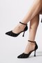 Nanya Piece Mesh Women's Evening Dress Heeled Shoes Black Glitter - 3
